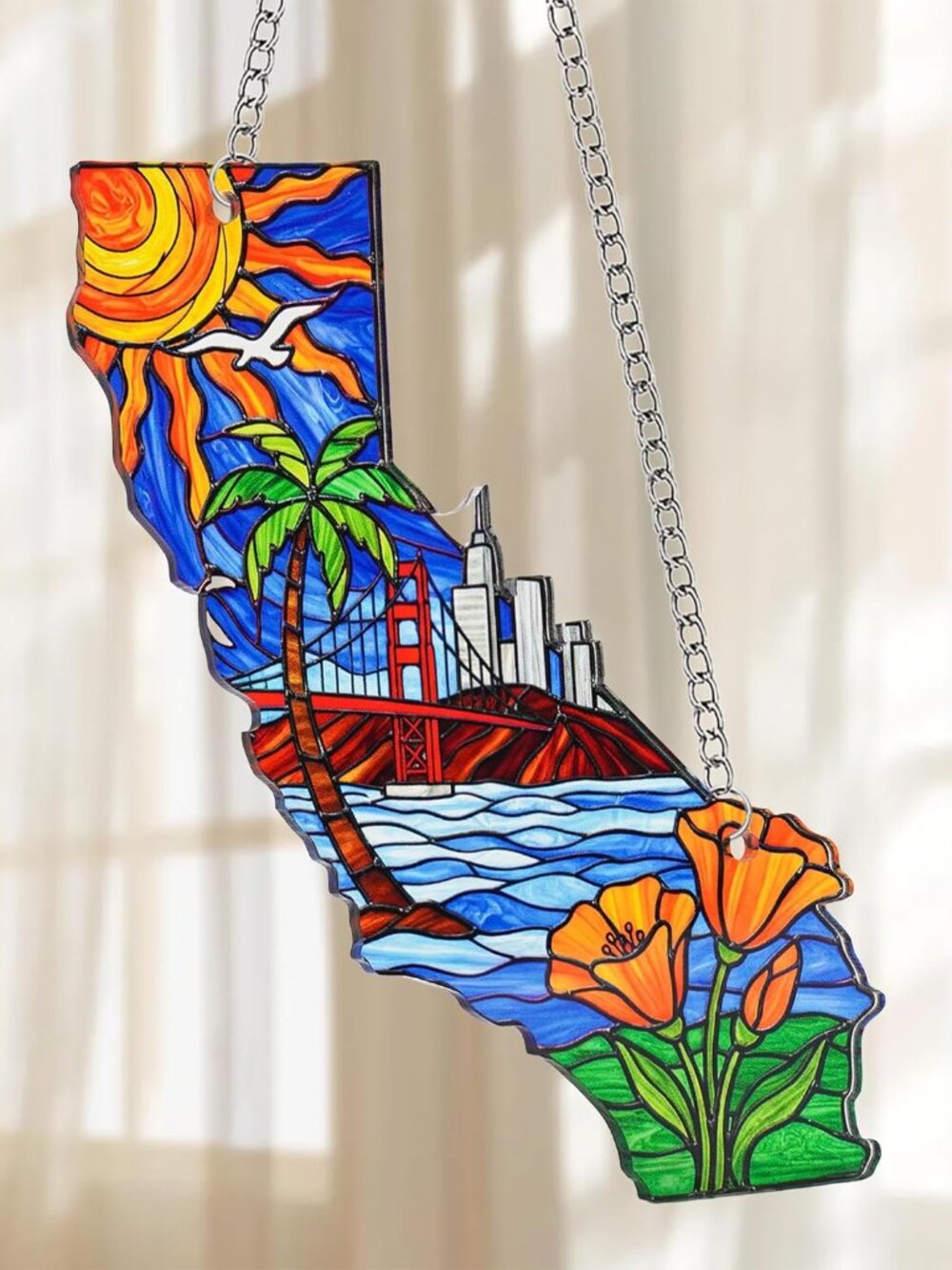 California Suncatcher State Shaped Unique Gift Idea